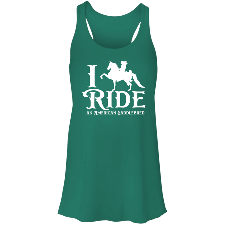 I RIDE AN AMERICAN SADDLEBRED (WHITE) B8800 Flowy Racerback Tank