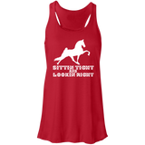 SITTIN TIGHT LOOKIN RIGHT TWH PERFORMANCE(WHITE) B8800 Flowy Racerback Tank