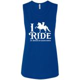 I RIDE AN AMERICAN SADDLEBRED (WHITE) B8803 Ladies' Flowy Muscle Tank