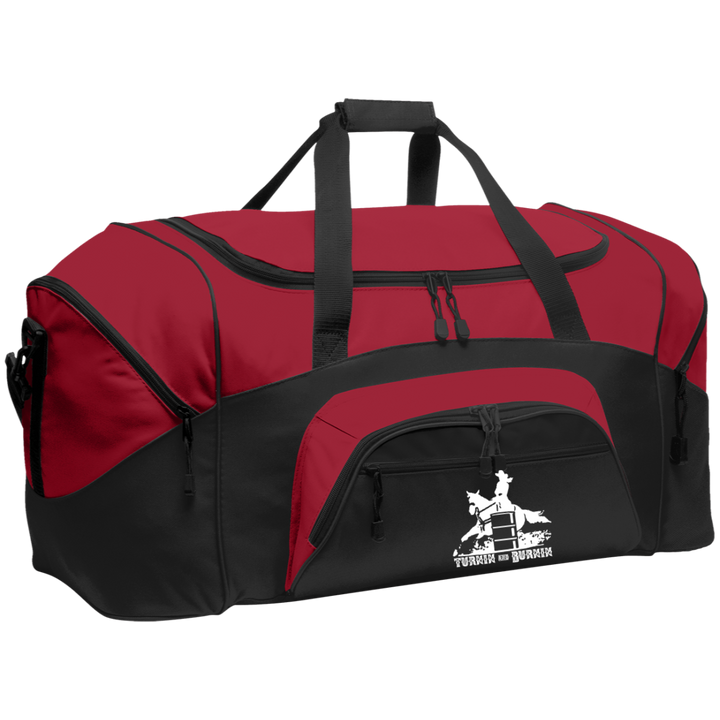 TURNIN AND BURNIN BARREL RACING (white) 4HORSE BG99 Colorblock Sport Duffel