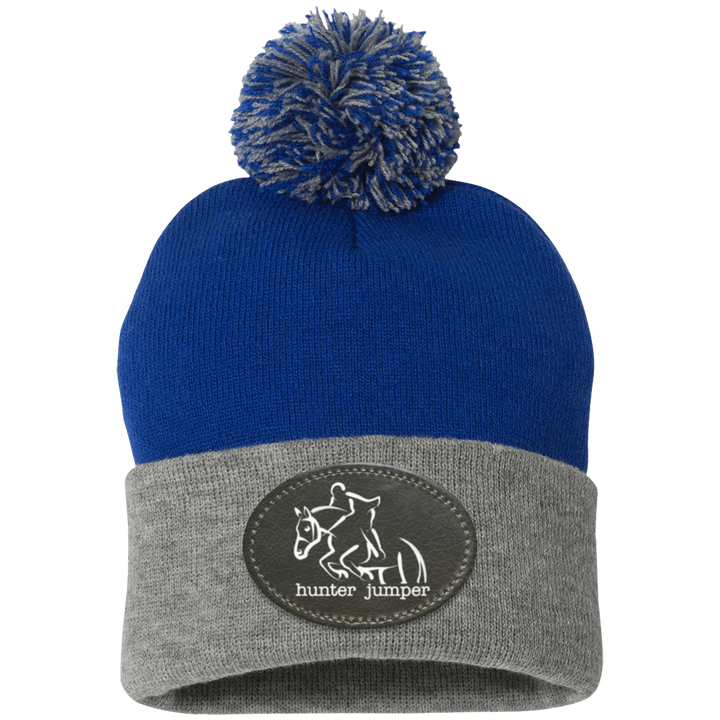 HUNTER JUMPER BLACK LEATHER SP15 Pom Pom Knit Cap - Patch