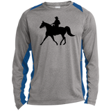 Missouri Fox Trotter WITH MALE RIDER BLACK ST361LS Long Sleeve Heather Colorblock Performance Tee