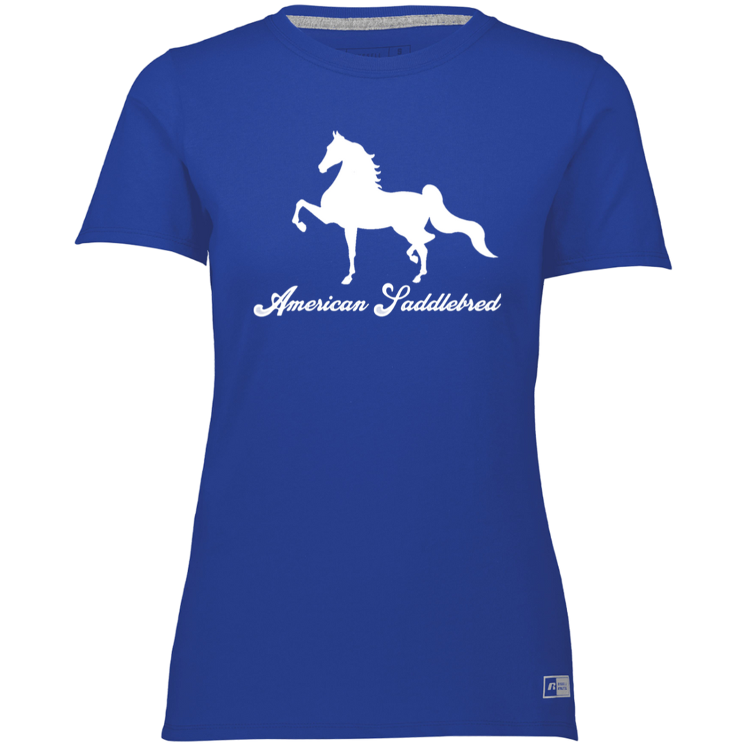 AMERICAN SADDLEBRED (DESIGN 1) WHITE 4HORSE 64STTX Ladies’ Essential Dri-Power Tee