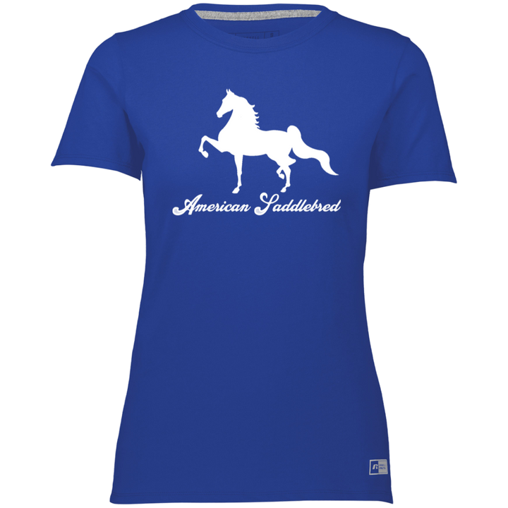AMERICAN SADDLEBRED (DESIGN 1) WHITE 4HORSE 64STTX Ladies’ Essential Dri-Power Tee