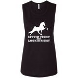 SITTIN TIGHT LOOKIN RIGHT TWH PERFORMANCE(WHITE) B8803 Ladies' Flowy Muscle Tank