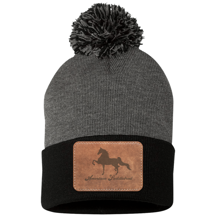 AMERICAN SADDLEBRED ON LEATHER SP15 Pom Pom Knit Cap - Patch