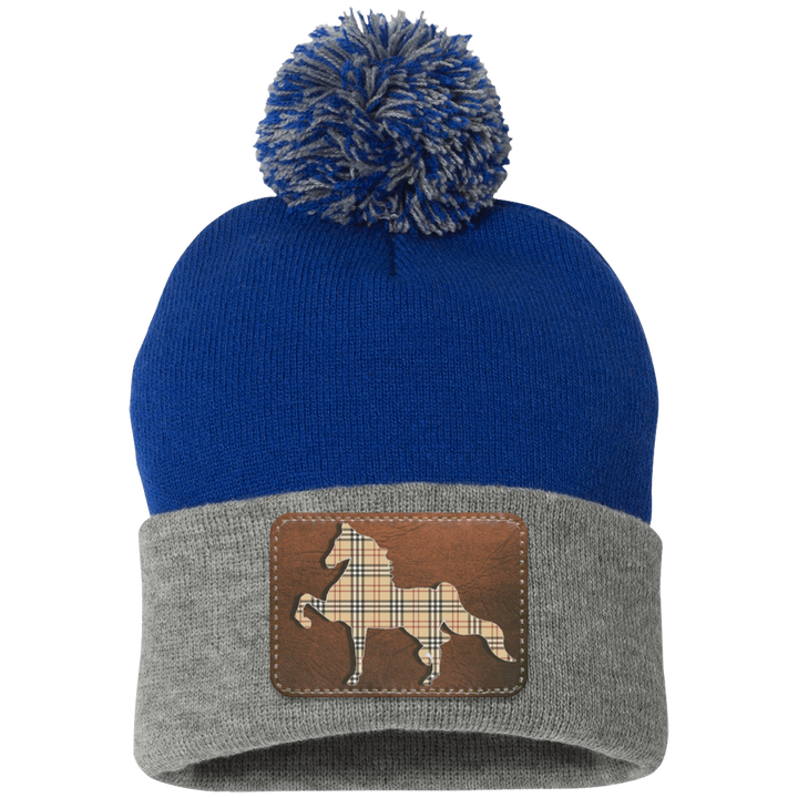 AMERICAN SADDLEBRED LEATHER PATCH (BURBURY) SP15 Pom Pom Knit Cap - Patch