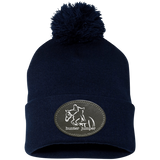 HUNTER JUMPER BLACK LEATHER SP15 Pom Pom Knit Cap - Patch