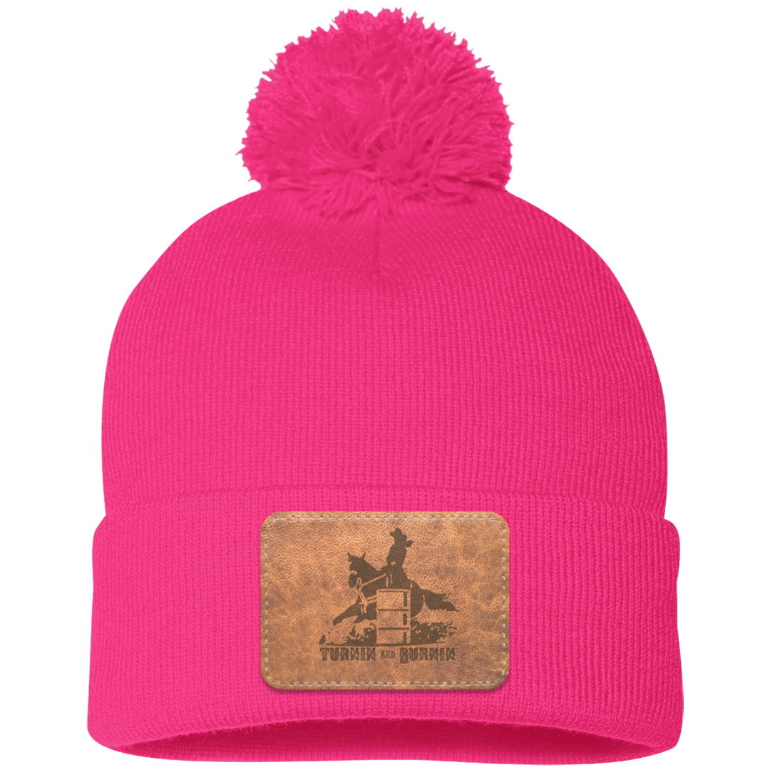 TURNIN AND BURNIN ON LEATHER SP15 Pom Pom Knit Cap - Patch