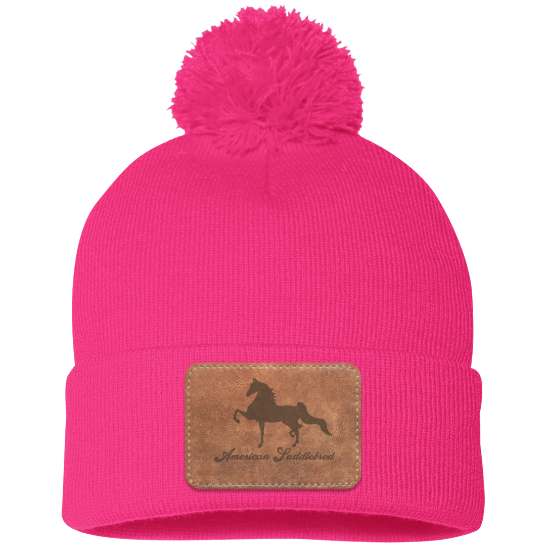 AMERICAN SADDLEBRED ON LEATHER SP15 Pom Pom Knit Cap - Patch