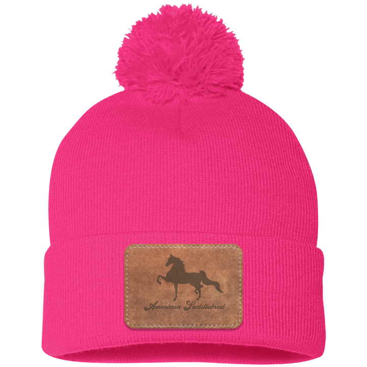 AMERICAN SADDLEBRED ON LEATHER SP15 Pom Pom Knit Cap - Patch