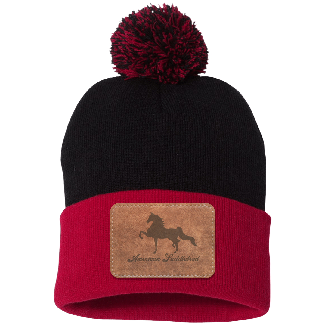 AMERICAN SADDLEBRED ON LEATHER SP15 Pom Pom Knit Cap - Patch