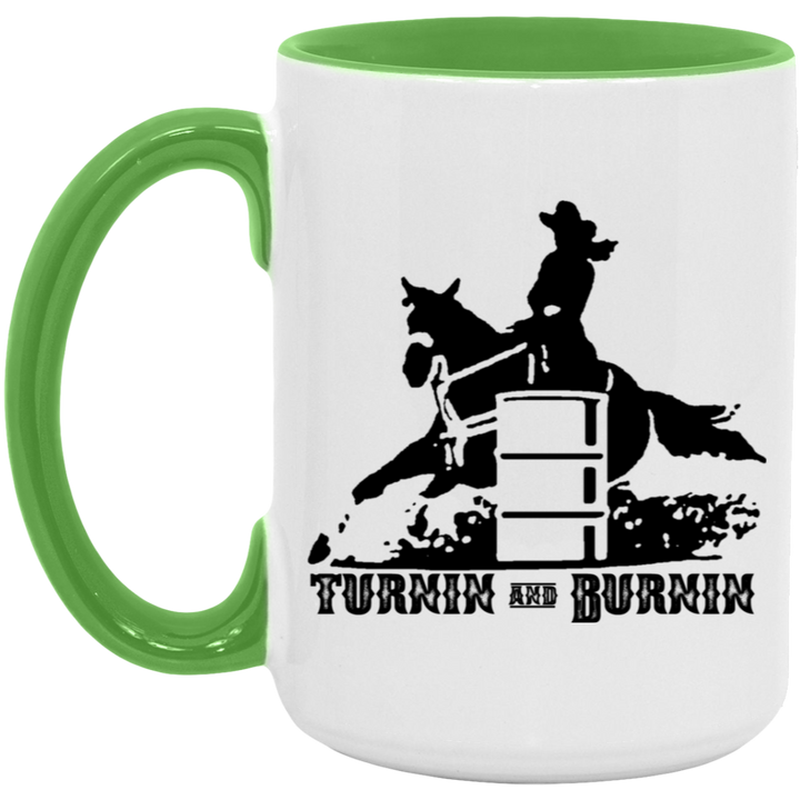 TURNIN AND BURNIN BARREL RACING 4HORSE AM15OZ 15oz. Accent Mug