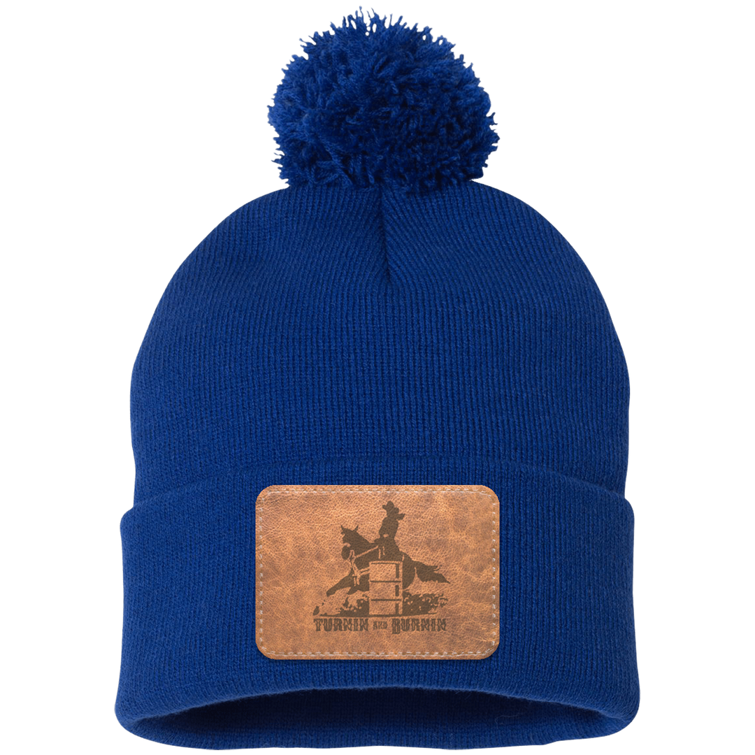 TURNIN AND BURNIN ON LEATHER SP15 Pom Pom Knit Cap - Patch