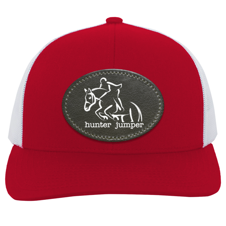 HUNTER JUMPER BLACK LEATHER 104C Trucker Snap Back - Patch