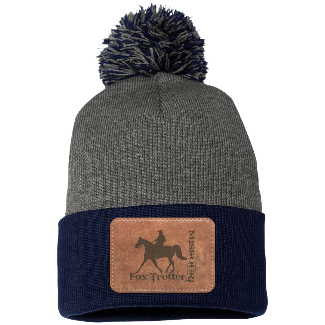 MISSOURI FOX TROTTER ON LEATHER SP15 Pom Pom Knit Cap - Patch
