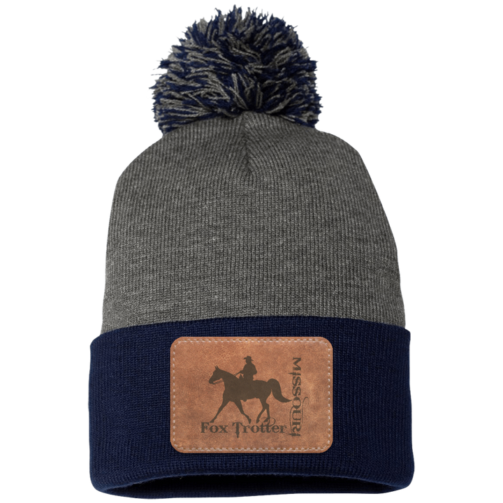 MISSOURI FOX TROTTER ON LEATHER SP15 Pom Pom Knit Cap - Patch