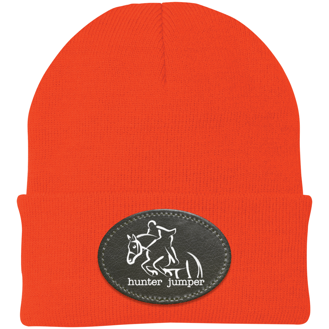 HUNTER JUMPER BLACK LEATHER CP90 Knit Cap - Patch