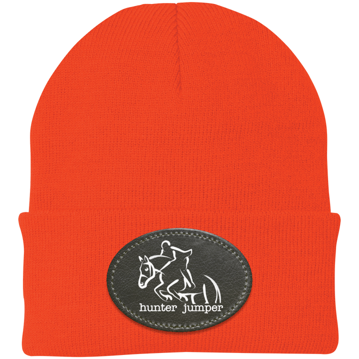 HUNTER JUMPER BLACK LEATHER CP90 Knit Cap - Patch