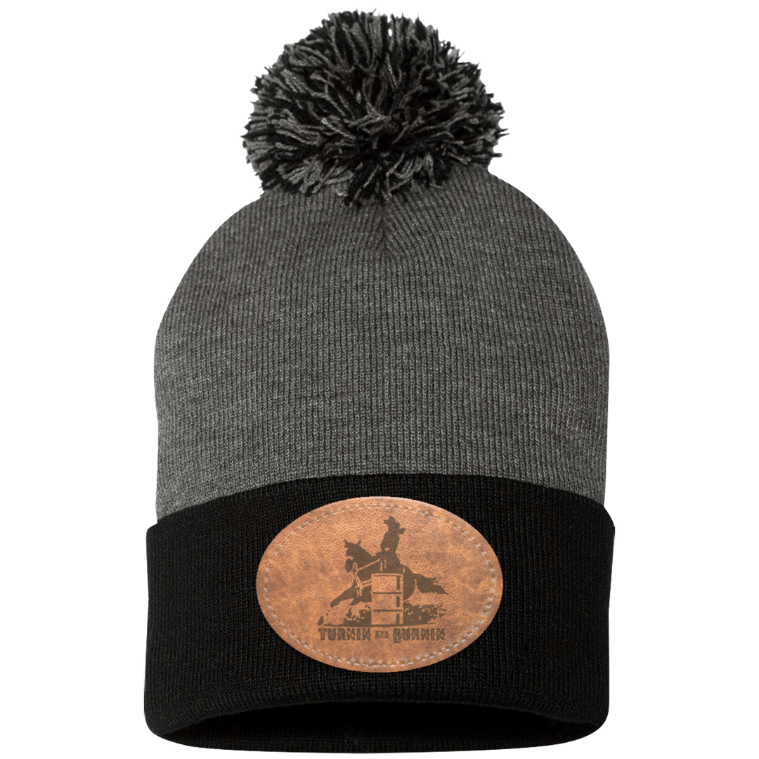 TURNIN AND BURNIN ON LEATHER SP15 Pom Pom Knit Cap - Patch