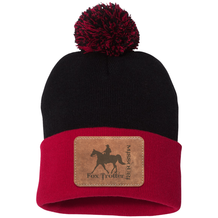 MISSOURI FOX TROTTER ON LEATHER SP15 Pom Pom Knit Cap - Patch