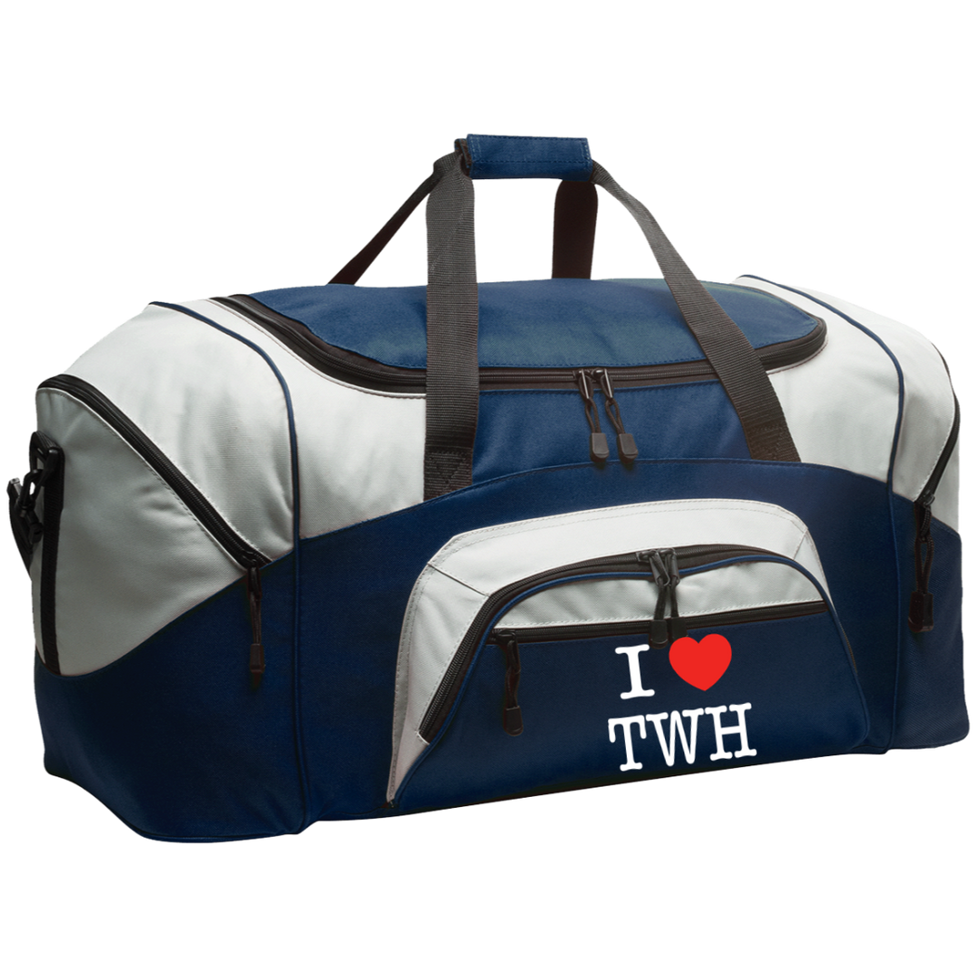 I LOVE TWH WHITE BG99 Colorblock Sport Duffel