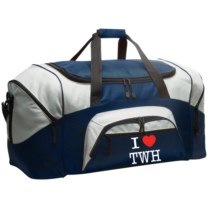 I LOVE TWH WHITE BG99 Colorblock Sport Duffel