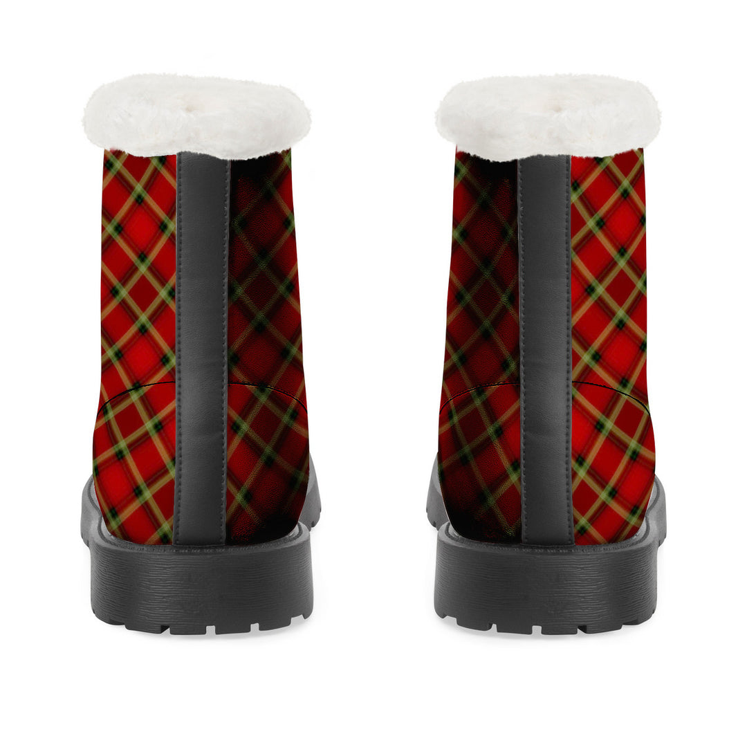 NASHVILLE RED TARTAN Faux Fur Synthetic Leather Boot