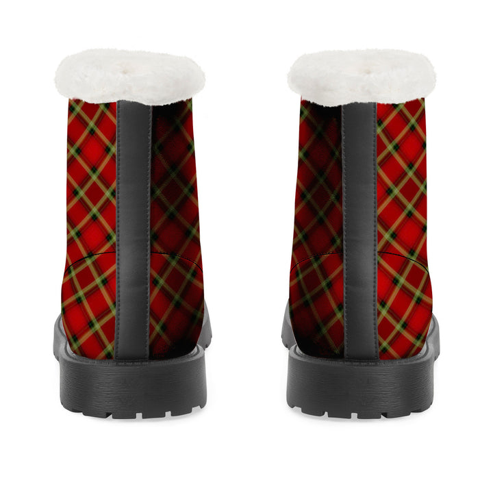 NASHVILLE RED TARTAN Faux Fur Synthetic Leather Boot