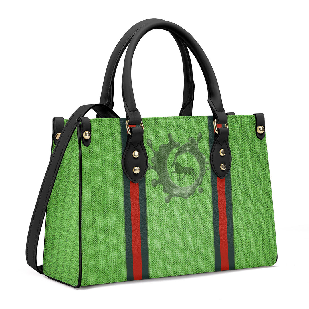 Tennessee Walking Horse Pleasure Green Ribbed Luxury Women PU Tote Bag - Black