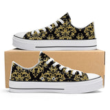 NASHVILLE BRAND BLACK DAMASK Classic Low Top Canvas Shoes - White