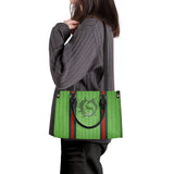 Tennessee Walking Horse Pleasure Green Ribbed Luxury Women PU Tote Bag - Black