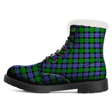 NASHVILLE BRAND GREEN BLUE TARTAN Faux Fur Synthetic Leather Boot