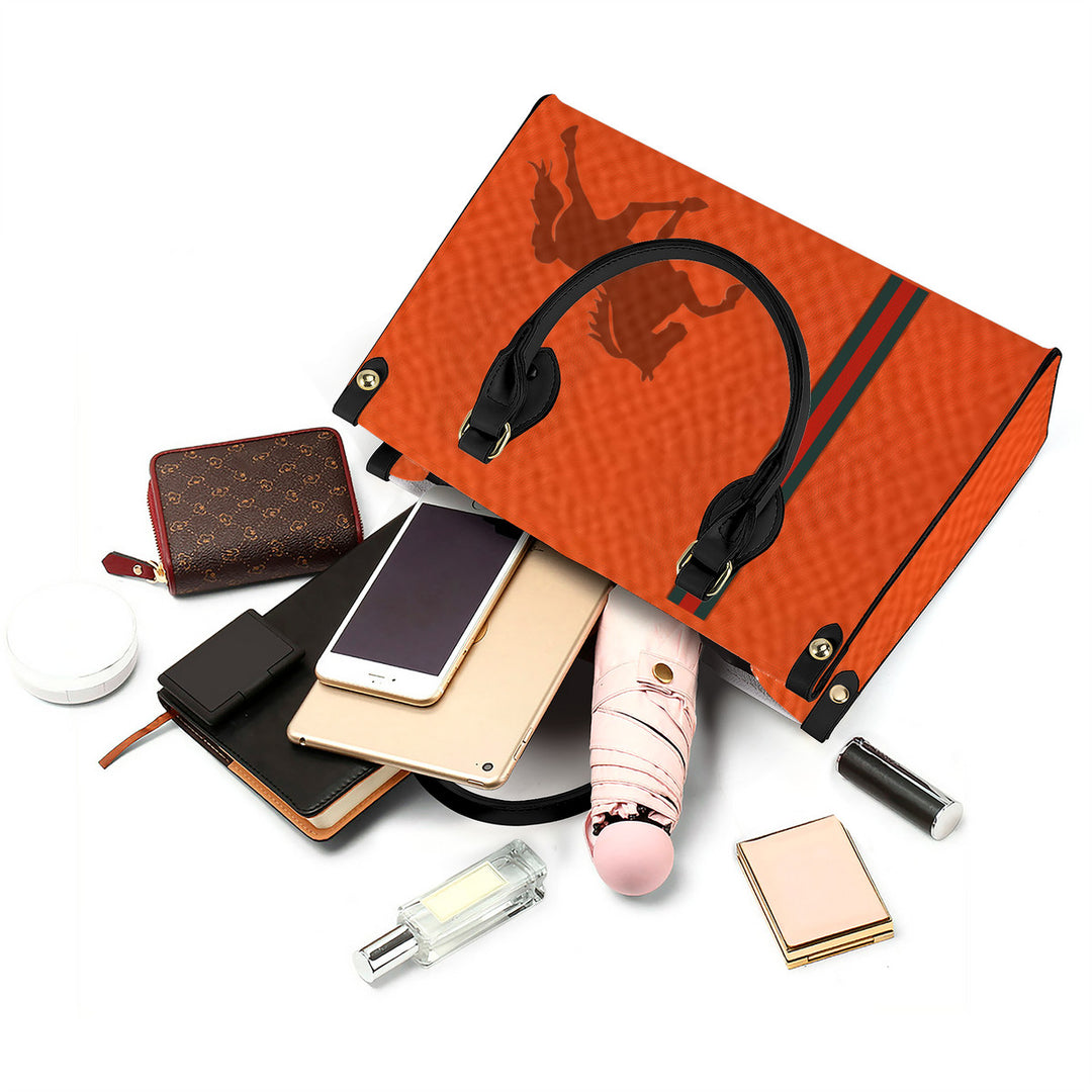 Tennessee Walking Horse Rio Orange Luxury Women PU Tote Bag - Black
