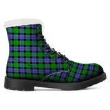 NASHVILLE BRAND GREEN BLUE TARTAN Faux Fur Synthetic Leather Boot