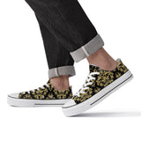 NASHVILLE BRAND BLACK DAMASK Classic Low Top Canvas Shoes - White