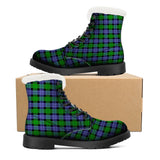 NASHVILLE BRAND GREEN BLUE TARTAN Faux Fur Synthetic Leather Boot