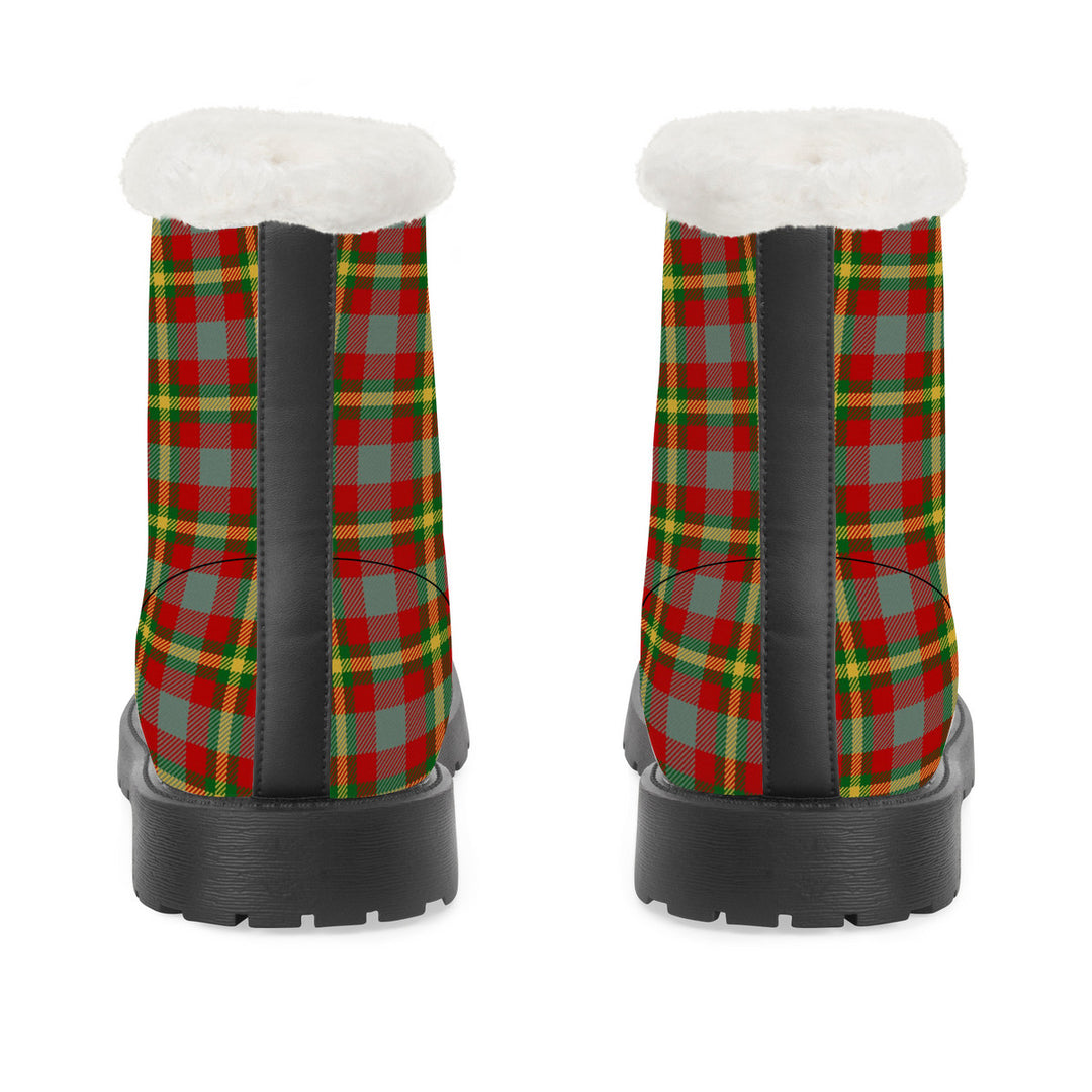 NASHVILLE BRAND RED TARTAN Faux Fur Synthetic Leather Boot