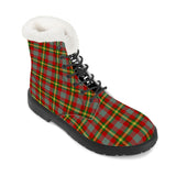 NASHVILLE BRAND RED TARTAN Faux Fur Synthetic Leather Boot