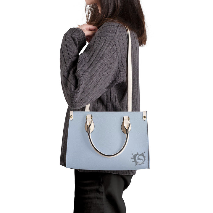 TENNESSEE WALKING HORSE PLEASURE SHELL BLUE Luxury Women PU Tote Bag - White