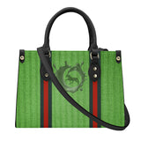 Tennessee Walking Horse Pleasure Green Ribbed Luxury Women PU Tote Bag - Black