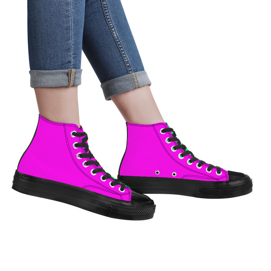 NASHVILLE BRAND NEON CONFUSED High Top Canvas Shoes - Black