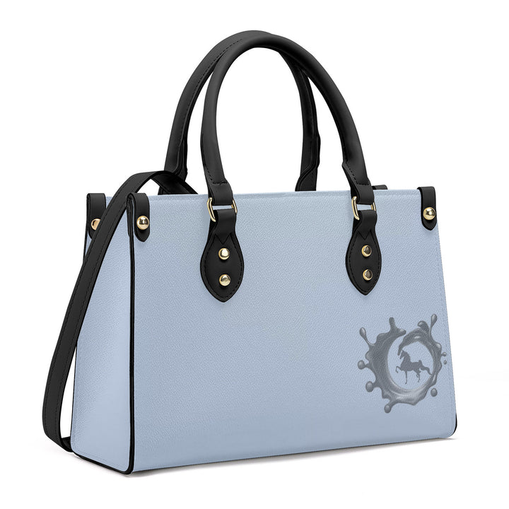 SADDLEBRED SHELL BLUE Luxury Women PU Tote Bag - Black Piping