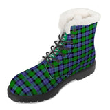 NASHVILLE BRAND GREEN BLUE TARTAN Faux Fur Synthetic Leather Boot