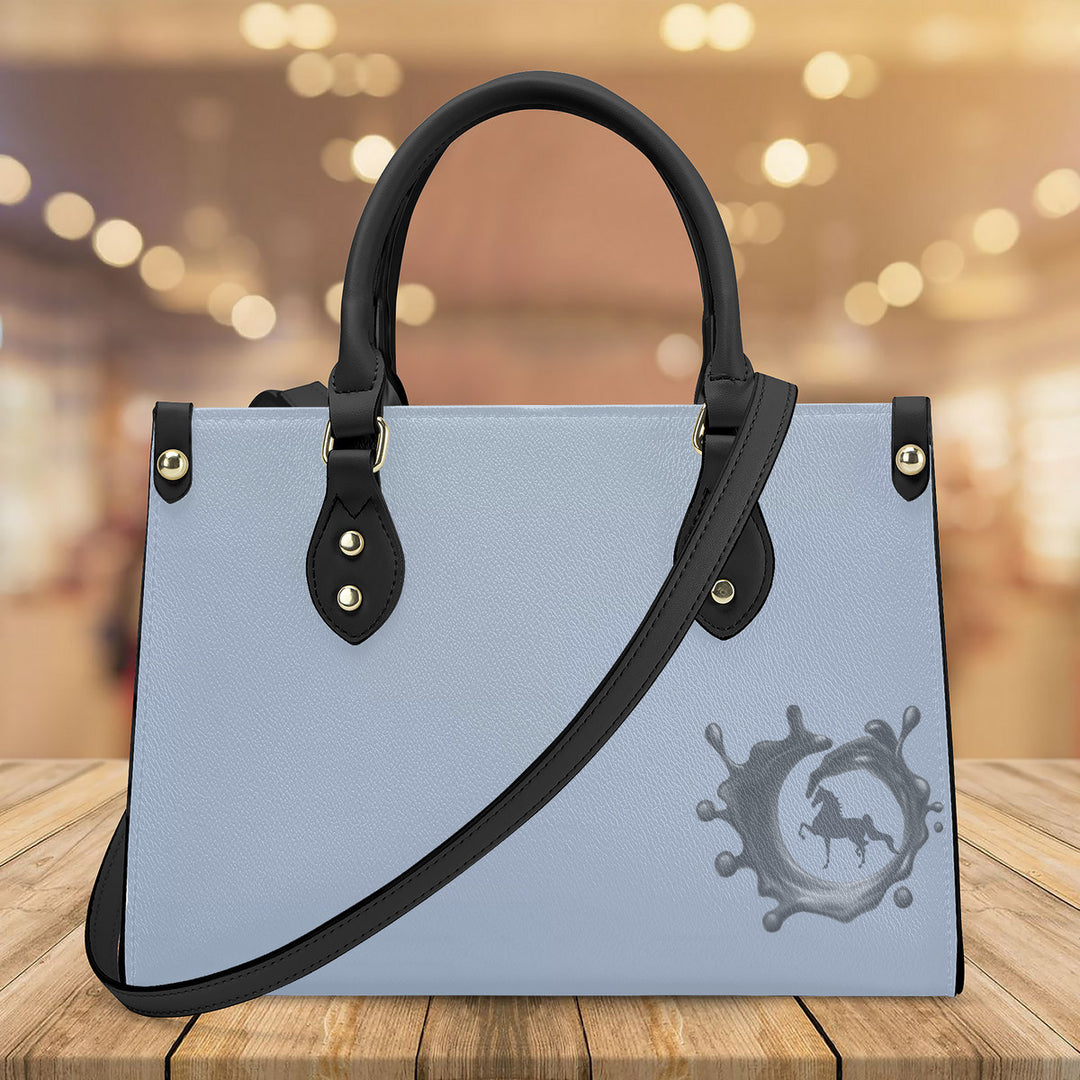 SADDLEBRED SHELL BLUE Luxury Women PU Tote Bag - Black Piping