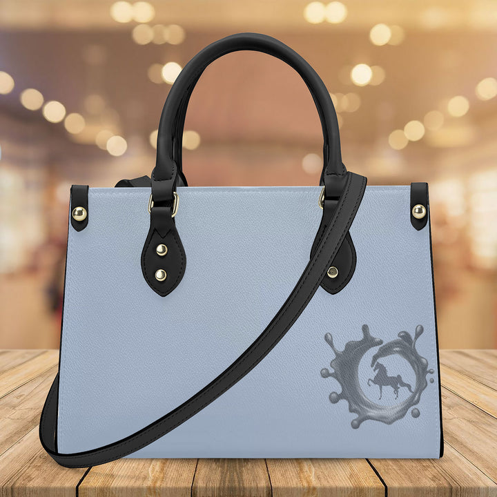 SADDLEBRED SHELL BLUE Luxury Women PU Tote Bag - Black Piping