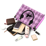 SADDLEBRED AZTEC PINK ARGYLE  Luxury Women PU Tote Bag - Black