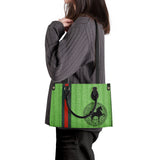 American Saddlebred Aztec Green Ribbed Luxury Women PU Tote Bag - Black
