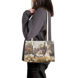 VINTAGE RIDE-GREY HORSES MAGNOLIA Luxury Women PU Tote Bag - White