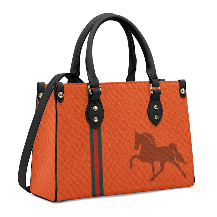 Tennessee Walking Horse Rio Orange Luxury Women PU Tote Bag - Black